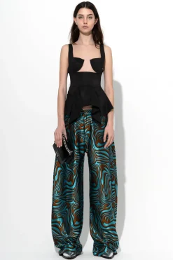 BLUE ZEBRA BROCADE BOYFRIEND TROUSERS