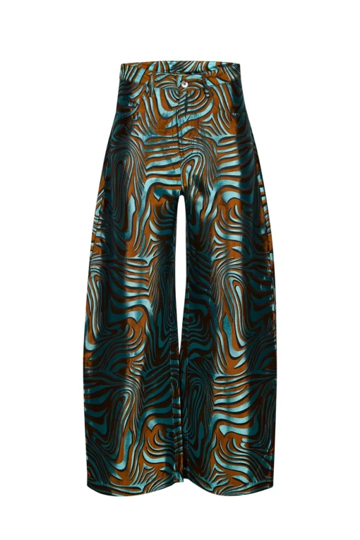 BLUE ZEBRA BROCADE BOYFRIEND TROUSERS