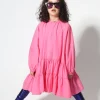 BRIGHT PINK LOOSE GATHERED DRESS