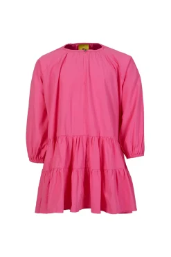 BRIGHT PINK LOOSE GATHERED DRESS