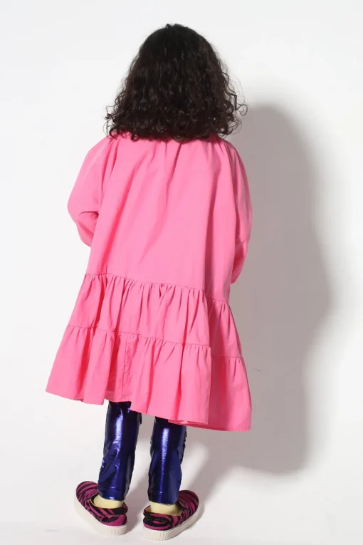 BRIGHT PINK LOOSE GATHERED DRESS