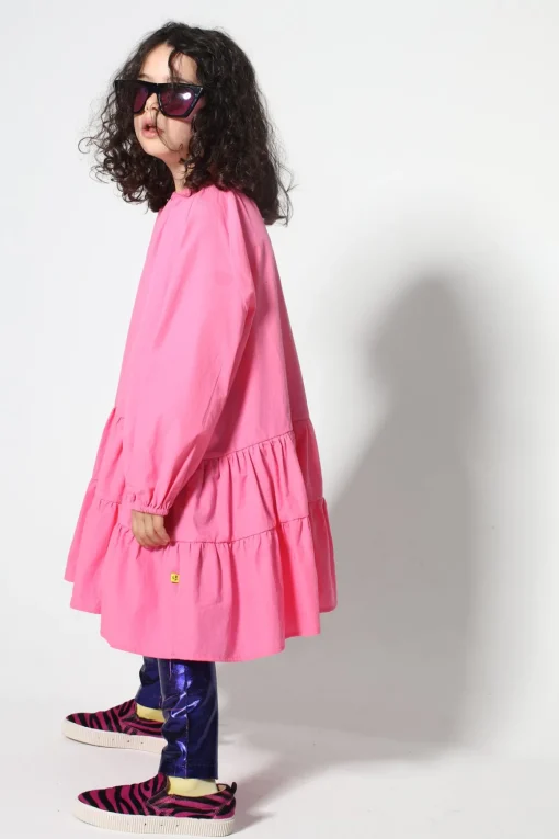 BRIGHT PINK LOOSE GATHERED DRESS