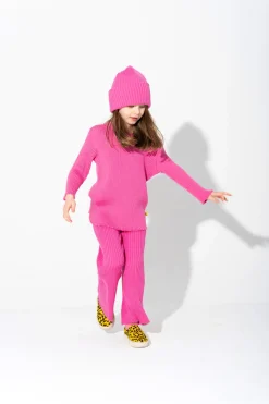 BRIGHT PINK MERINO KNIT BEANIE