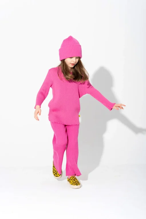 BRIGHT PINK MERINO KNIT BEANIE