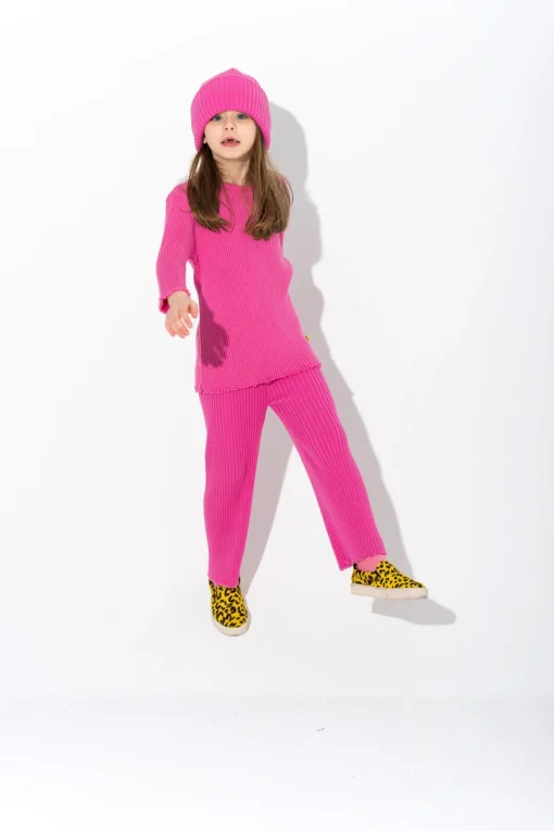 BRIGHT PINK MERINO KNIT TROUSERS