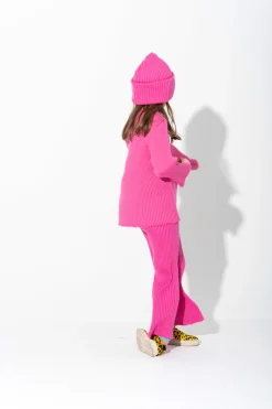 BRIGHT PINK MERINO KNIT TROUSERS