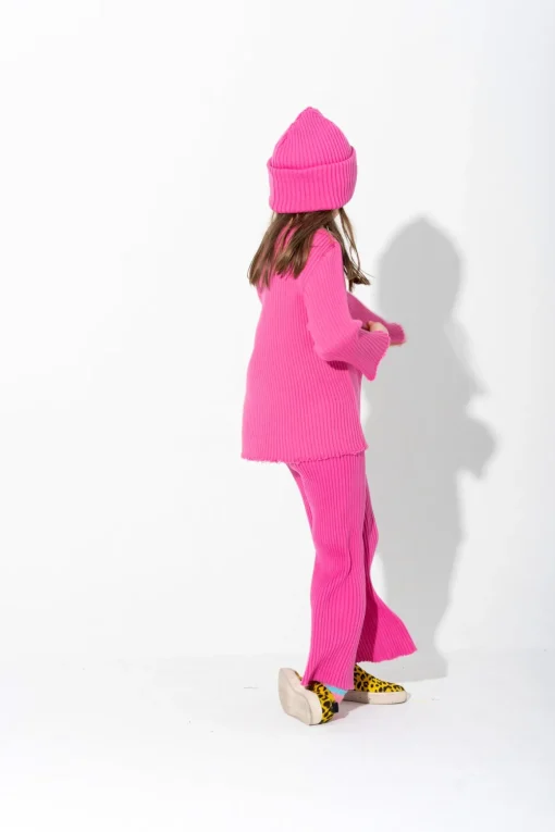 BRIGHT PINK MERINO KNIT TROUSERS