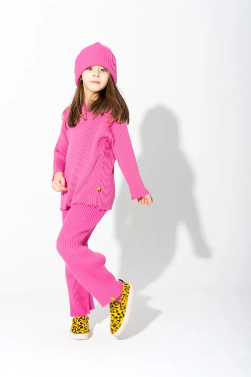 BRIGHT PINK MERINO KNIT TROUSERS