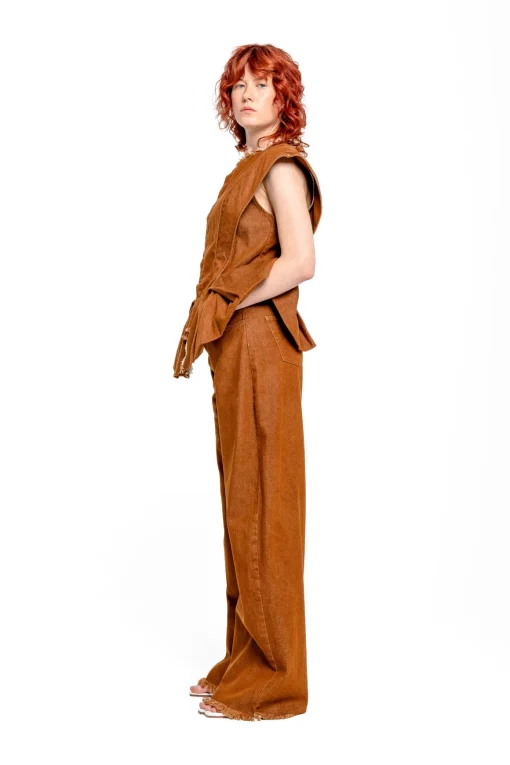 BROWN BOYFRIEND TROUSERS