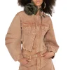 BROWN ROUND SLEEVE CROPPED JACKET