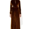 BROWN VELVET OPEN BACK TURTLENECK