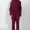 BURGUNDY KNITTED TROUSERS