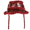 BURGUNDY SHINY LEATHER BUCKET HAT