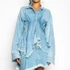 CHAMBRAY PLEATED SHIRT