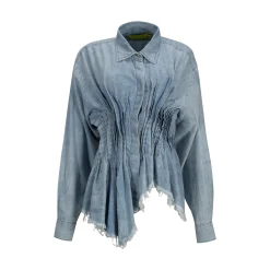 CHAMBRAY PLEATED SHIRT
