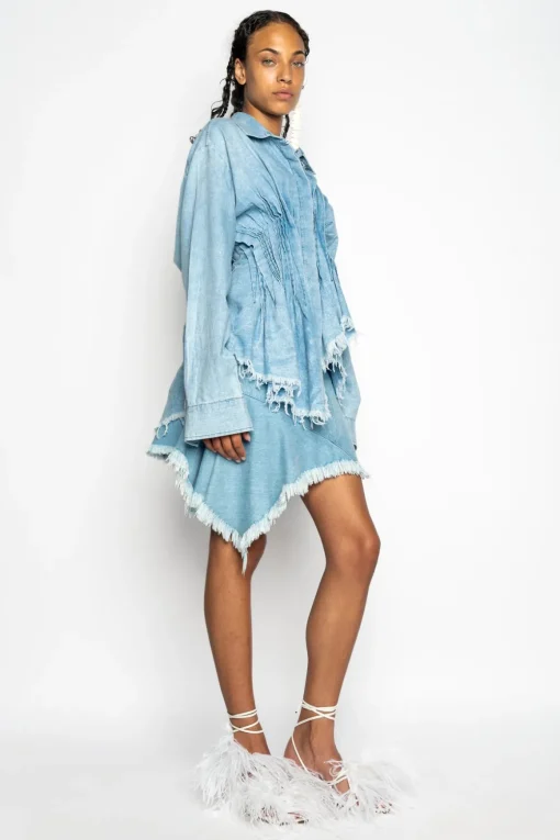 CHAMBRAY PLEATED SHIRT