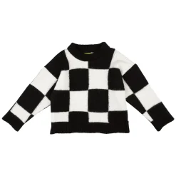CHECKERED CREW NECK KNIT JUMPER