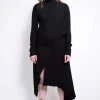 CLASSIC M'A DRAPED MERINO SKIRT IN BLACK