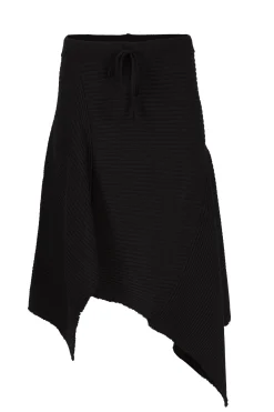 CLASSIC M'A DRAPED MERINO SKIRT IN BLACK