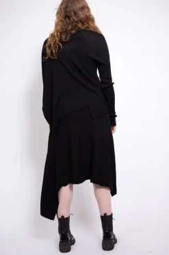 CLASSIC M'A DRAPED MERINO SKIRT IN BLACK