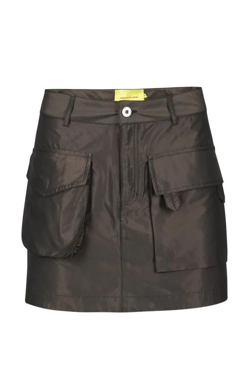 DARK BROWN MULTI POCKET MINI SKIRT
