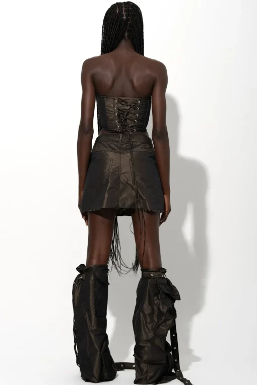 DARK BROWN MULTI POCKET MINI SKIRT