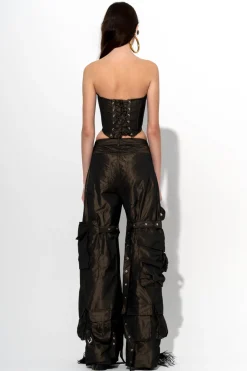 DARK BROWN MULTI POCKET TROUSERS