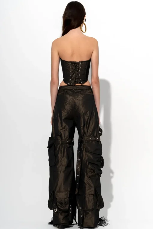 DARK BROWN MULTI POCKET TROUSERS