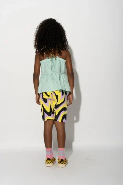 DARK WAVY PRINT BIKER SHORTS