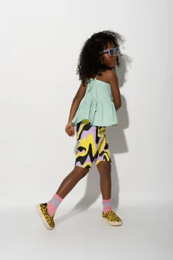 DARK WAVY PRINT BIKER SHORTS