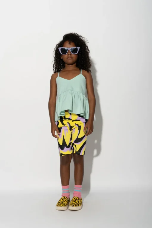 DARK WAVY PRINT BIKER SHORTS