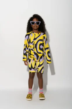 DARK WAVY PRINT LONG SLEEVE TOP
