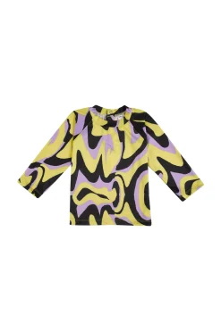 DARK WAVY PRINT LONG SLEEVE TOP