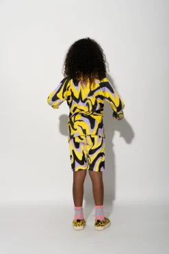 DARK WAVY PRINT LONG SLEEVE TOP