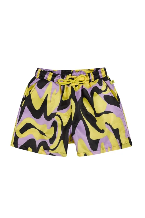 DARK WAVY PRINT SWIM SHORT