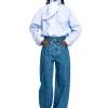 DENIM BOYFRIEND TROUSERS WITH SEAM LINES