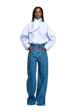DENIM BOYFRIEND TROUSERS WITH SEAM LINES