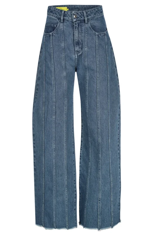 DENIM BOYFRIEND TROUSERS WITH SEAM LINES