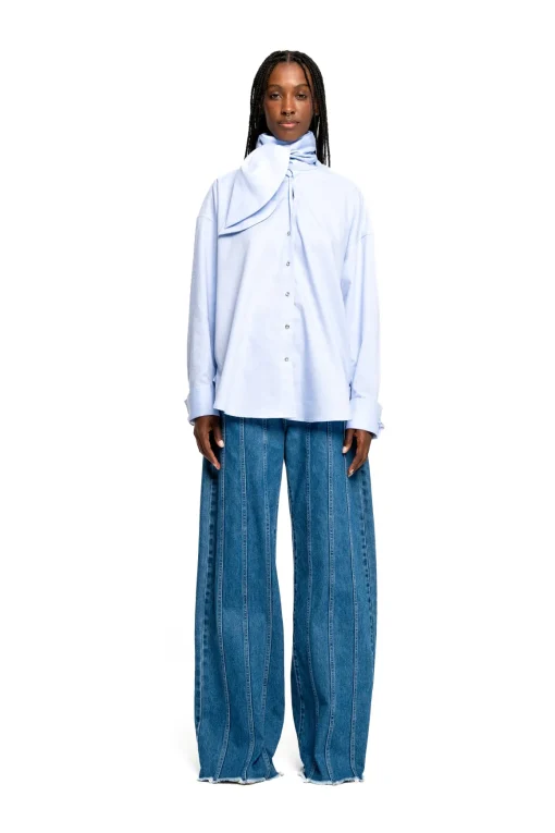 DENIM BOYFRIEND TROUSERS WITH SEAM LINES