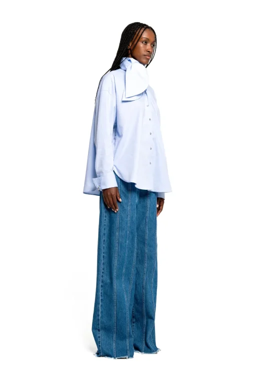 DENIM BOYFRIEND TROUSERS WITH SEAM LINES