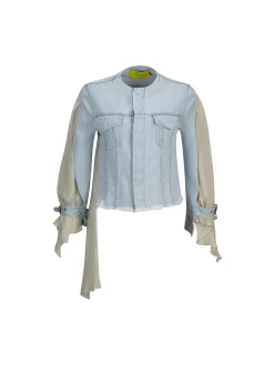 DENIM CHIFFON FITTED JACKET
