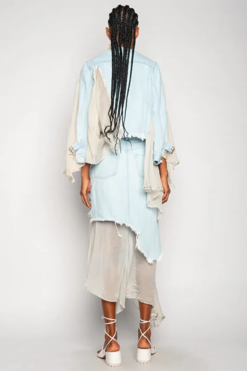 DENIM CHIFFON FITTED JACKET