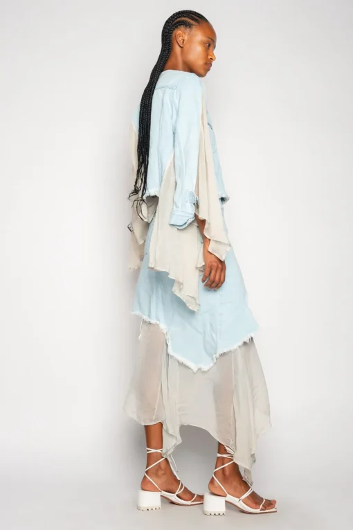 DENIM CHIFFON FITTED JACKET