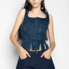 DENIM CORSET IN NAVY BLUE