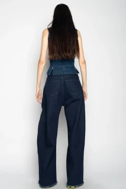 DENIM CORSET IN NAVY BLUE