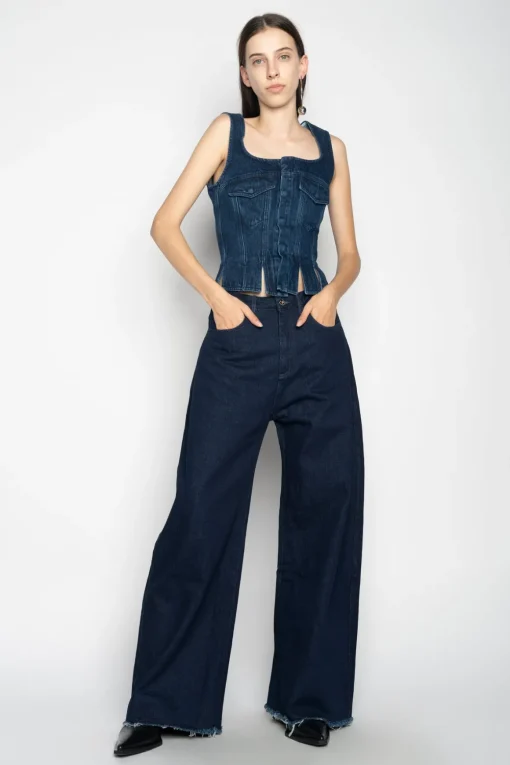 DENIM CORSET IN NAVY BLUE