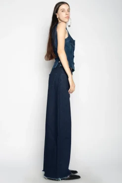 DENIM CORSET IN NAVY BLUE