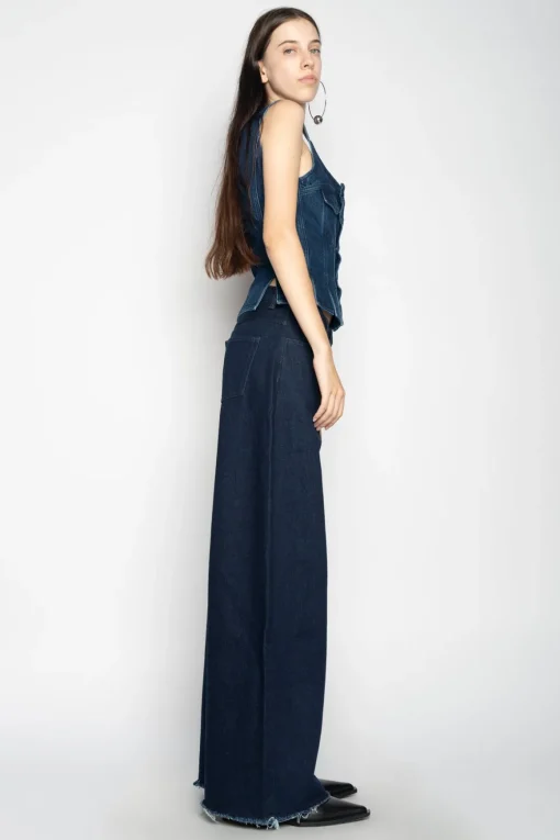 DENIM CORSET IN NAVY BLUE