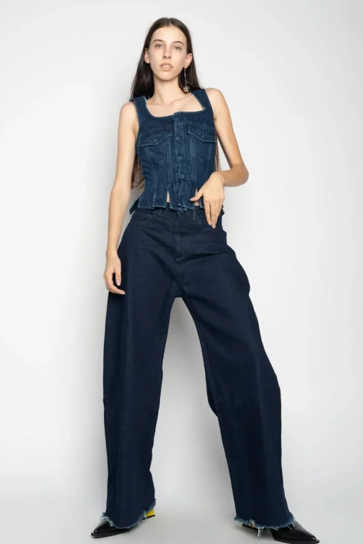 DENIM CORSET IN NAVY BLUE