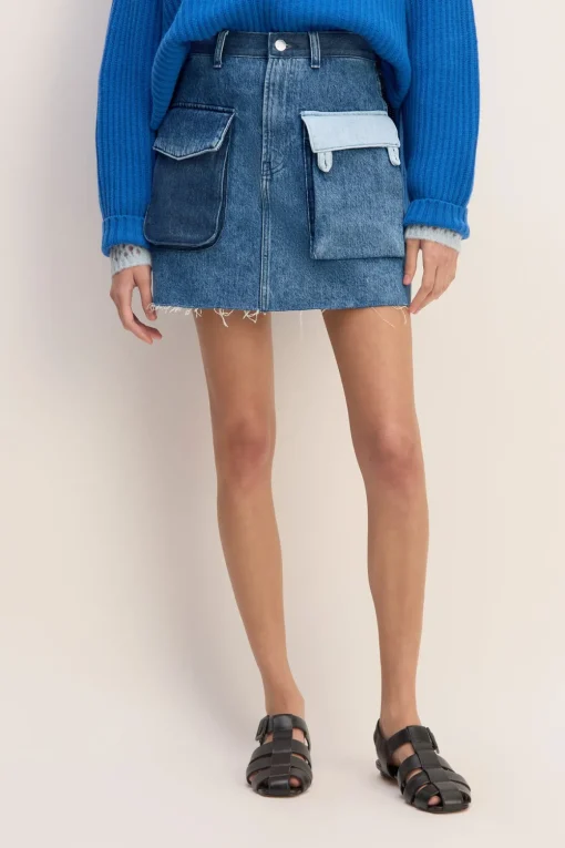 DENIM PATCHWORK MINI SKIRT